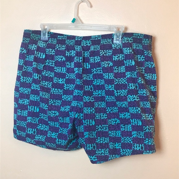 Pierre Cardin Purple Teal Geometric Swim Trunks - Picture 3 of 6